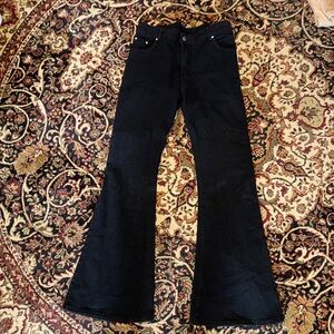 Classic Black Women's bell flare Jeans pants have been altered. See measurements